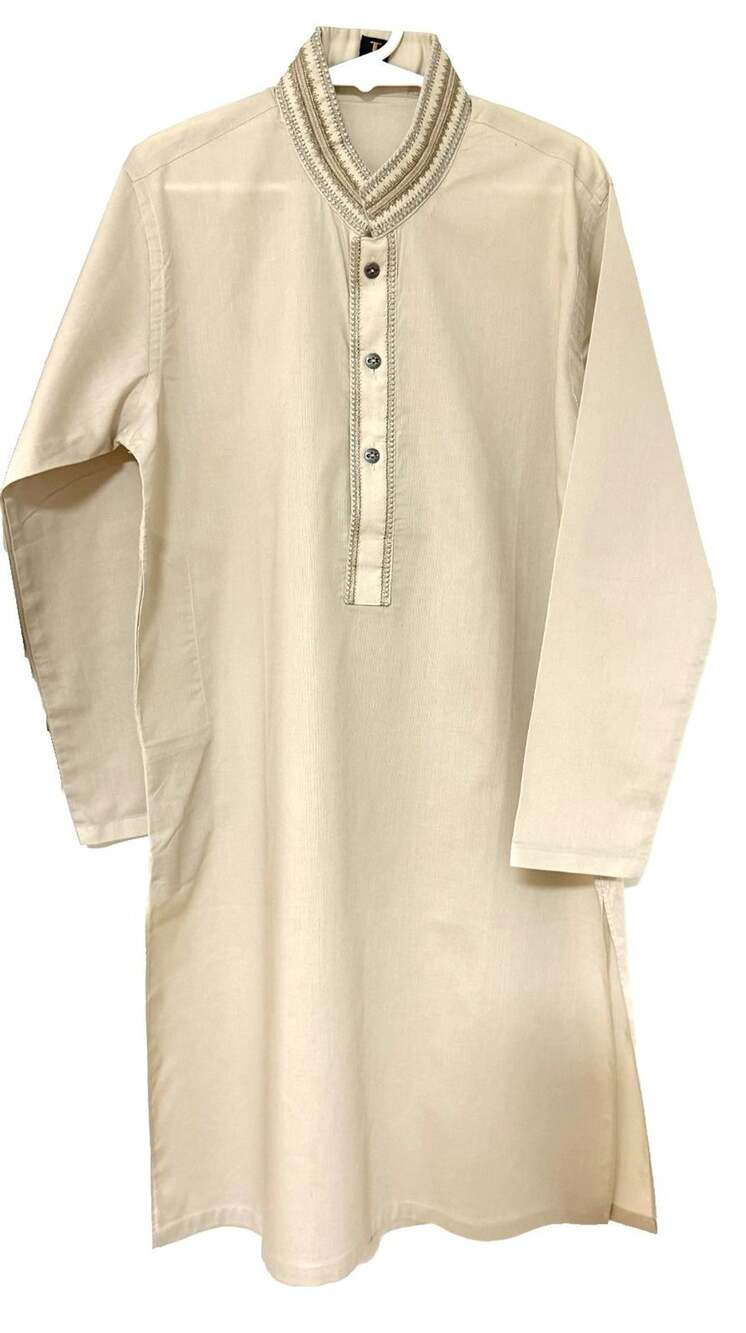 Pakistani/Indian Dress Beige/Cream/Ivory (Shalwar Kameez) by J. for 8-9 yr boy